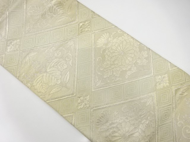 JAPANESE KIMONO / ANTIQUE FUKURO OBI / SILK / WOVEN KIKU